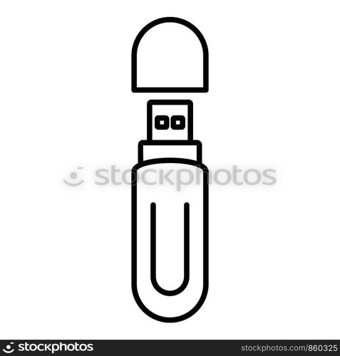 Usb flash icon. Outline usb flash vector icon for web design isolated on white background. Usb flash icon, outline style