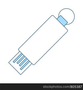 USB Flash Icon. Thin Line With Blue Fill Design. Vector Illustration.