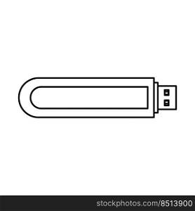 USB flash vector illustration icon outline and technology memory drive line. Computer storage datum thin electronic device and transfer information isolated white. Portable file disc equipment backup
