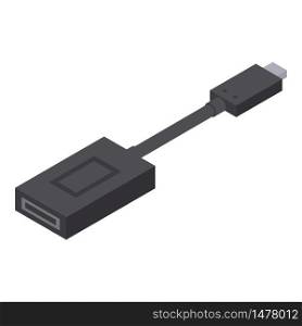 Usb hdmi adapter icon. Isometric of usb hdmi adapter vector icon for web design isolated on white background. Usb hdmi adapter icon, isometric style