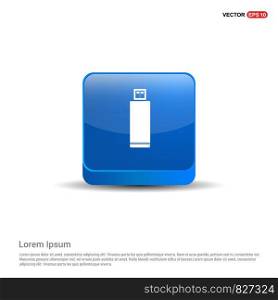 Usb icon. - 3d Blue Button.