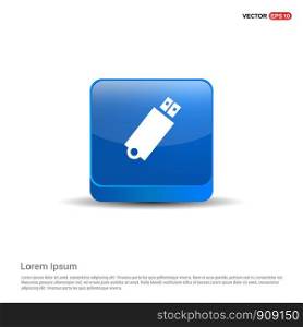 Usb Icon - 3d Blue Button.