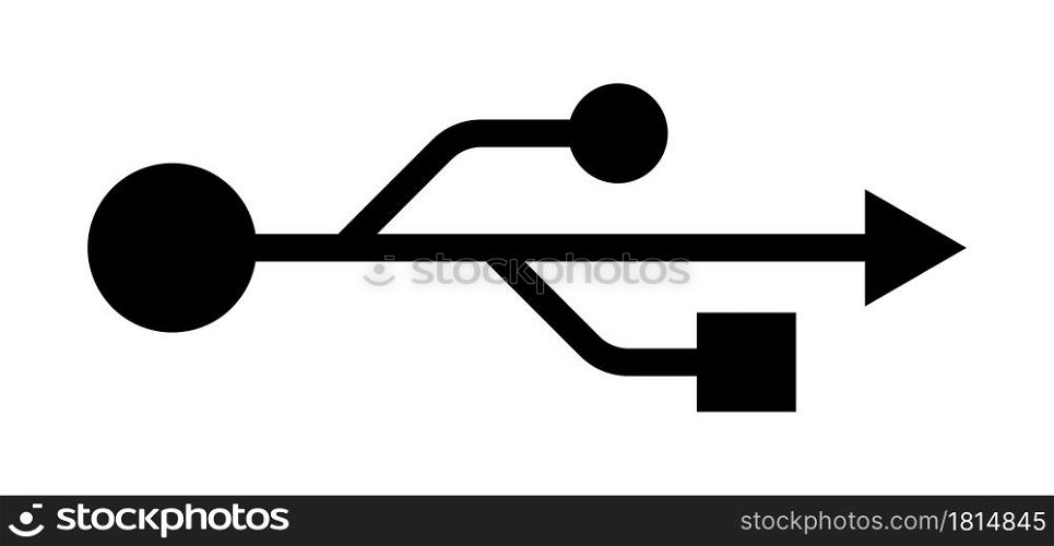 USB icon, standard for connecting information carriers. Storage of information on removable media. Vector