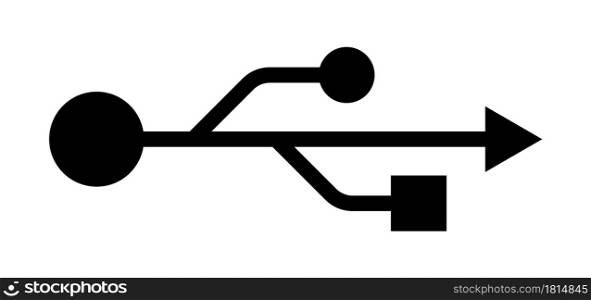 USB icon, standard for connecting information carriers. Storage of information on removable media. Vector