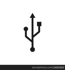Usb icon. Usb symbol. Port for connection. Data hub. Plug connector. Sign of computer cable. Portable external device. Vector.