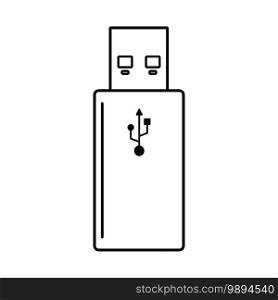 USB memory stick or flash drive with USB symbol in vector