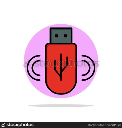 Usb, Share, Data, Storage Abstract Circle Background Flat color Icon