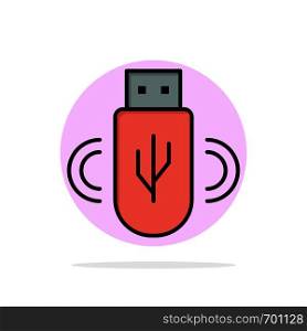Usb, Share, Data, Storage Abstract Circle Background Flat color Icon