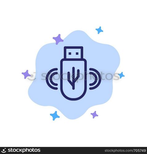 Usb, Share, Data, Storage Blue Icon on Abstract Cloud Background
