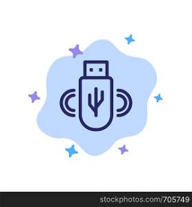Usb, Share, Data, Storage Blue Icon on Abstract Cloud Background