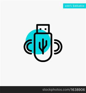 Usb, Share, Data, Storage turquoise highlight circle point Vector icon