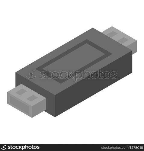 Usb socket adapter icon. Isometric of usb socket adapter vector icon for web design isolated on white background. Usb socket adapter icon, isometric style