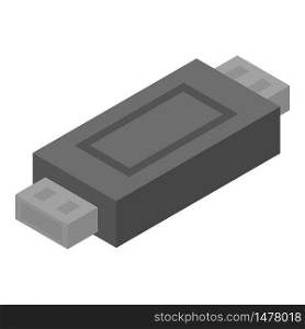 Usb socket adapter icon. Isometric of usb socket adapter vector icon for web design isolated on white background. Usb socket adapter icon, isometric style
