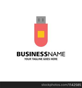 Usb, Storage, Data Business Logo Template. Flat Color