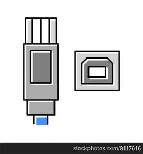 usb type b color icon vector. usb type b sign. isolated symbol illustration. usb type b color icon vector illustration