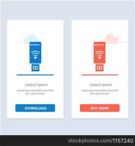 Usb, Wifi, Service, Signal Blue and Red Download and Buy Now web Widget Card Template