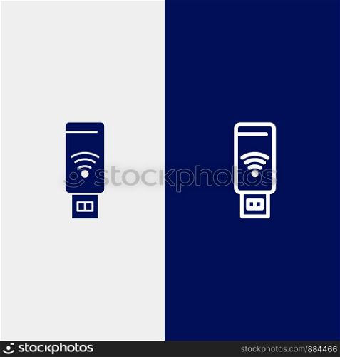 Usb, Wifi, Service, Signal Line and Glyph Solid icon Blue banner
