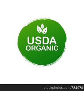 USDA organic emblems, badge, Sticker, logo, icon. Vector stock illustration.