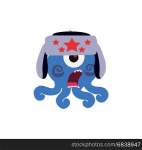Use as Emoji, Mascot or Illustration Isolated on White Background. Scary Cool Monster Avatar - Animated Cartoon Character in Flat Vector