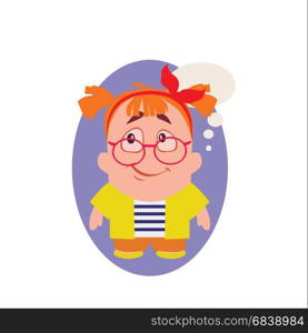 Use as Emoji or Mascot, Male Illustration Isolated on White Background for Web, Banner, Avatar, Poster or Advertisement. Concerned, Smiling and Avatar of Geek Little Person Cartoon Character in Vector