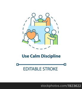 Use calm discipline concept icon. Treatment for ADHD in adults abstract idea thin line illustration. Calming strategies. Positive attention. Vector isolated outline color drawing. Editable stroke. Use calm discipline concept icon