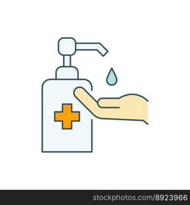 Use hand sanitizer line color icon on white vector image