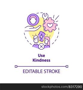 Use kindness concept icon. Fixing broken marriage abstract idea thin line illustration. Being generous to spouse. Isolated outline drawing. Editable stroke. Arial, Myriad Pro-Bold fonts used. Use kindness concept icon