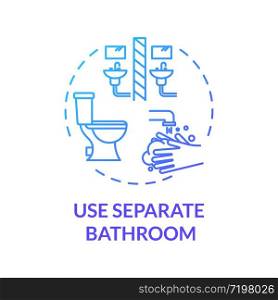 Use separate bathroom blue concept icon. Self-isolation measure. Different lavatory. Restroom for hygiene. Quarantine idea thin line illustration. Vector isolated outline RGB color drawing