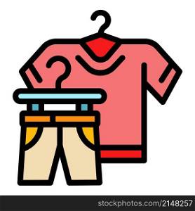 Used clothes donation icon. Outline used clothes donation vector icon color flat isolated. Used clothes donation icon color outline vector