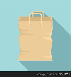 Used paper bag icon. Flat illustration of used paper bag vector icon for web design. Used paper bag icon, flat style