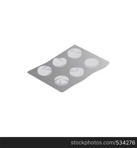 Used pill package icon in isometric 3d style on a white background. Used pill package icon, isometric 3d style