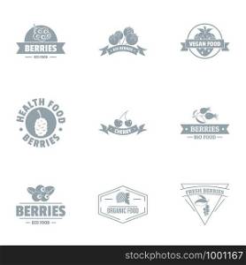 Useful berry logo set. Simple set of 9 useful berry vector logo for web isolated on white background. Useful berry logo set, simple style