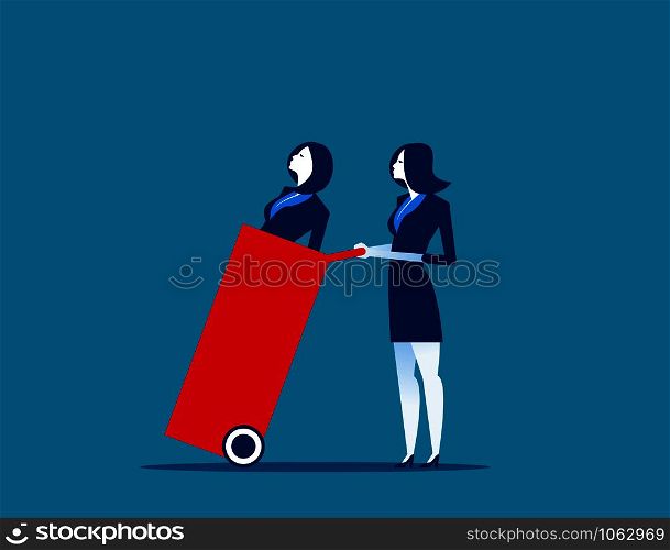 Useless business people in trash bin. Concept business vector illustration.