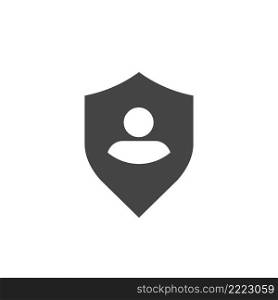 User accept icon or account protection. Shield, secure connection icon. Flat vector illustration isolated on white background.. User accept icon or account protection. Shield, secure connection icon. Flat vector illustration isolated on white