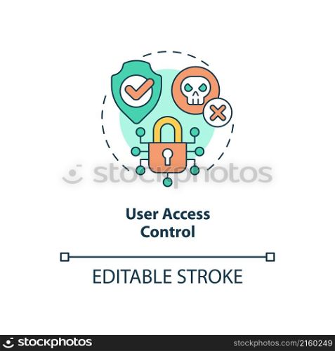 User access control concept icon. Sensitive information integrity abstract idea thin line illustration. Isolated outline drawing. Editable stroke. Roboto-Medium, Myriad Pro-Bold fonts used. User access control concept icon