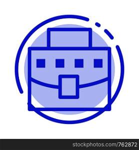 User, Bag, Business, Office Blue Dotted Line Line Icon