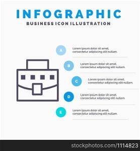 User, Bag, Business, Office Line icon with 5 steps presentation infographics Background