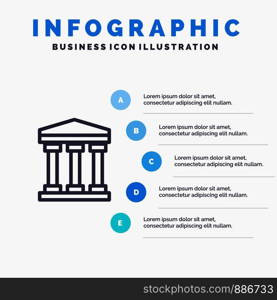 User, Bank, Cash Line icon with 5 steps presentation infographics Background