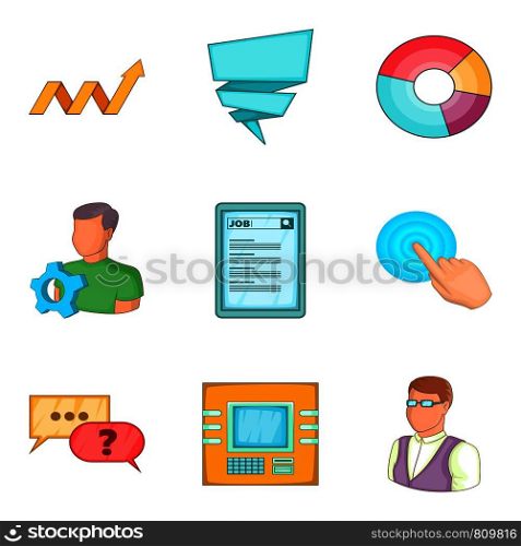 User card icons set. Cartoon set of 9 user card vector icons for web isolated on white background. User card icons set, cartoon style