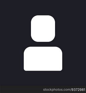 User dark mode glyph ui icon. Social network. Personal information. User interface design. White silhouette symbol on black space. Solid pictogram for web, mobile. Vector isolated illustration. User dark mode glyph ui icon