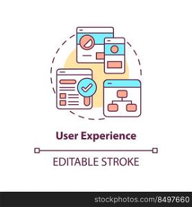 User experience concept icon. Aspect of comment system abstract idea thin line illustration. Isolated outline drawing. Navigating website. Editable stroke. Arial, Myriad Pro-Bold fonts used. User experience concept icon