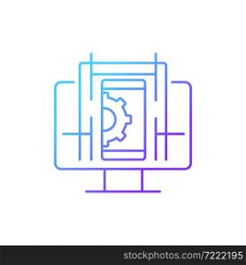 User experience design gradient linear vector icon. Product integration process. Support user behavior. UX with service. Thin line color symbol. Modern style pictogram. Vector isolated outline drawing. User experience design gradient linear vector icon