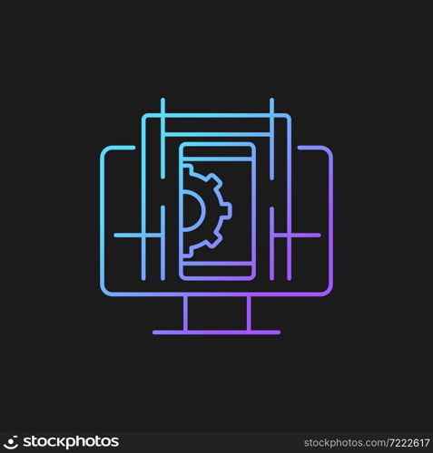 User experience design gradient vector icon for dark theme. Product integration process. Support user behavior. Thin line color symbol. Modern style pictogram. Vector isolated outline drawing. User experience design gradient vector icon for dark theme