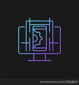 User experience design gradient vector icon for dark theme. Product integration process. Support user behavior. Thin line color symbol. Modern style pictogram. Vector isolated outline drawing. User experience design gradient vector icon for dark theme