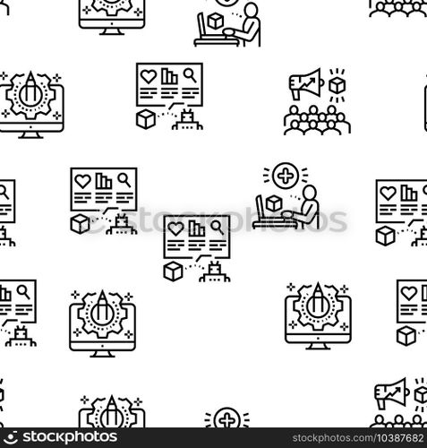 User Generated Content Vector Seamless Pattern Thin Line Illustration. User Generated Content Vector Seamless Pattern