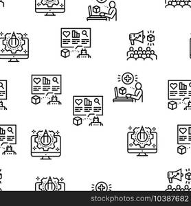 User Generated Content Vector Seamless Pattern Thin Line Illustration. User Generated Content Vector Seamless Pattern