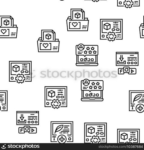 User Generated Content Vector Seamless Pattern Thin Line Illustration. User Generated Content Vector Seamless Pattern