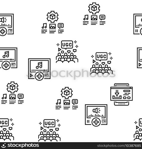 User Generated Content Vector Seamless Pattern Thin Line Illustration. User Generated Content Vector Seamless Pattern