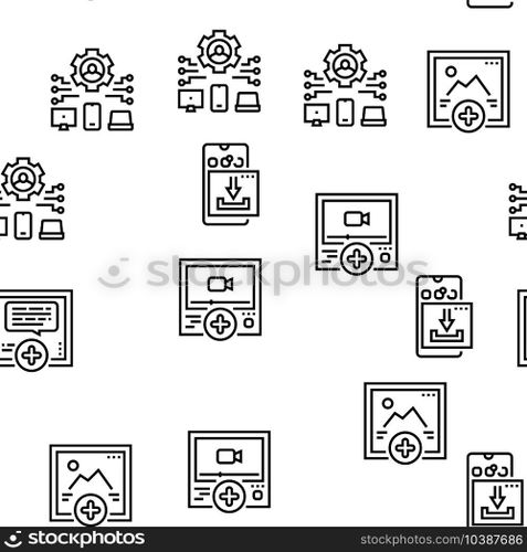 User Generated Content Vector Seamless Pattern Thin Line Illustration. User Generated Content Vector Seamless Pattern