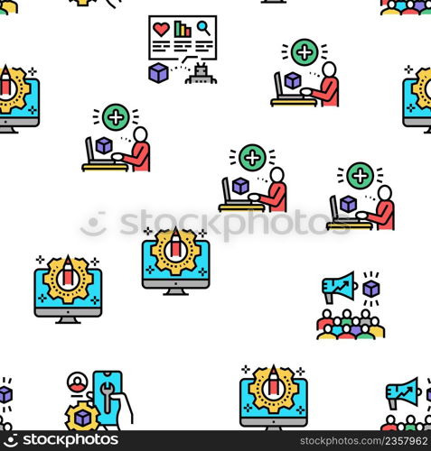 User Generated Content Vector Seamless Pattern Thin Line Illustration. User Generated Content Vector Seamless Pattern